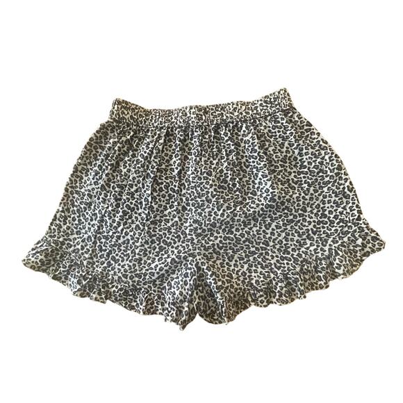 Abercrombie & Fitch Leopard Print Lounge Shorts - Size M Ruffled Hem - Picture 2 of 6